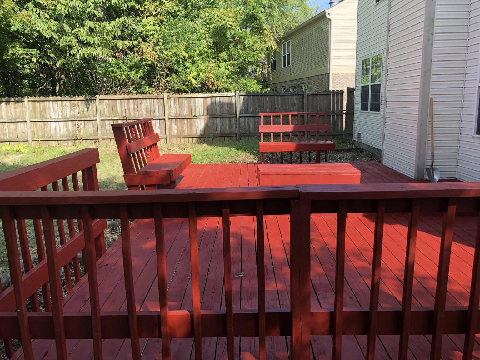 Red stained deck after restoration