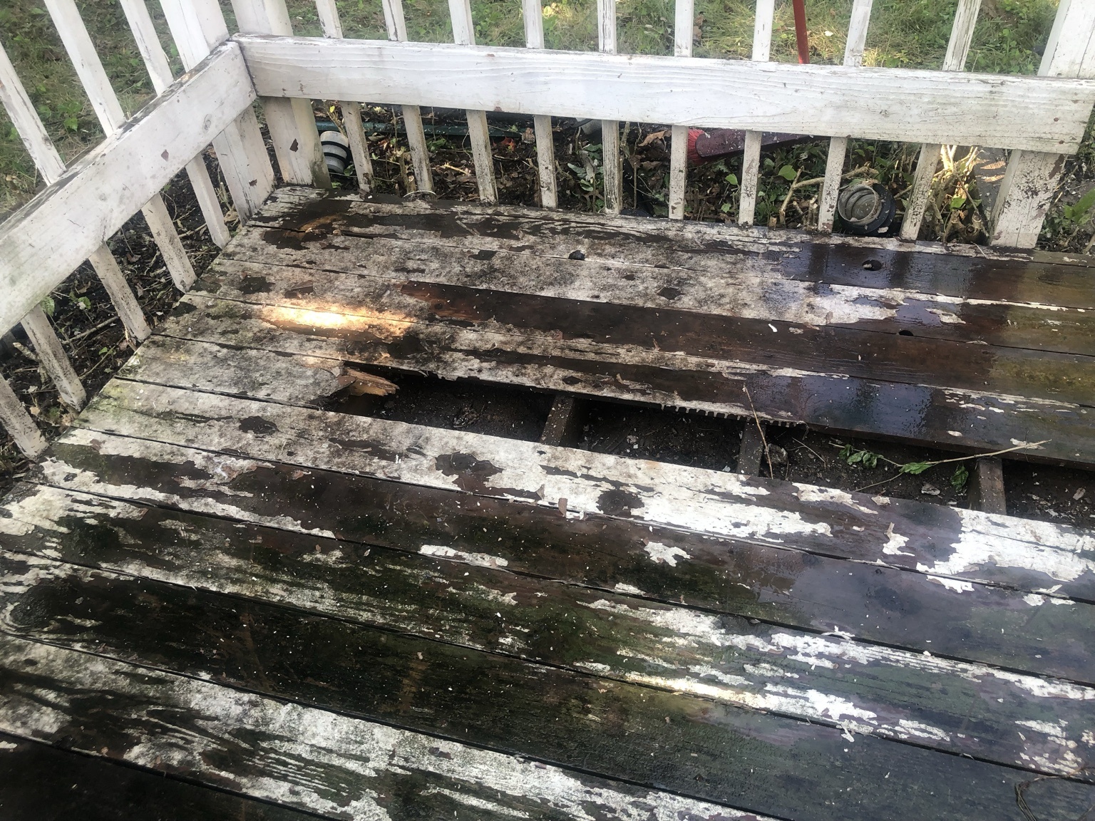 Old peeling deck before restoration